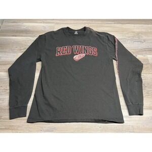 Detroit Red Wings NHL Shirt, Mens Large, Black, Long Sleeve Spell Out‎
